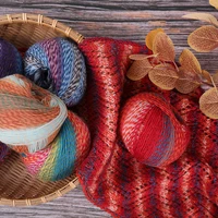 100 wool section dyed rainbow yarn thread gradient pattern shawl clothes scarf hat diy hand woven crochet 50gball