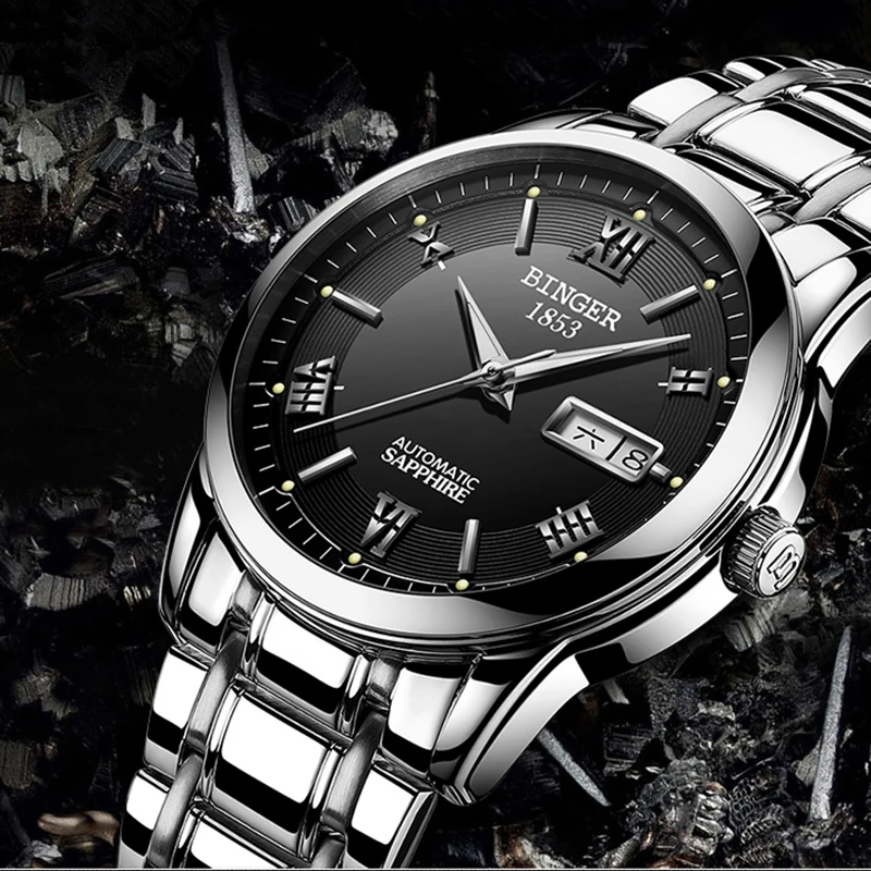 Switzerland BINGER Мужские автоматические механические часы Топ бренд класса люкс Бизнес