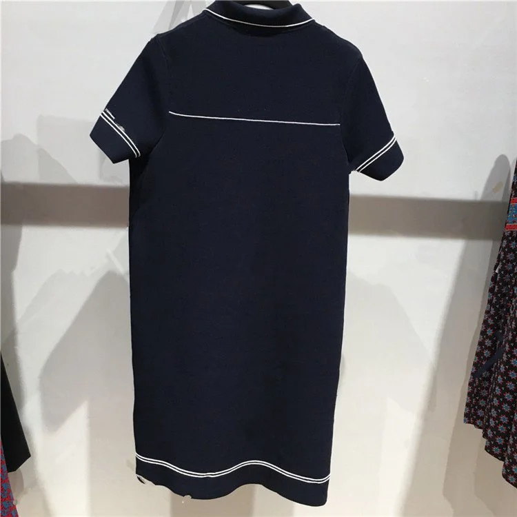 

knitted Summer woman dress short sleeve elegant Ladies casual party mini pocket French brand dress female