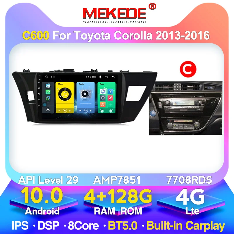 Mekede Android 10 DSP автомобильный радиоприемник мультимедиа для Toyota Corolla 2013 2014 2015 2016