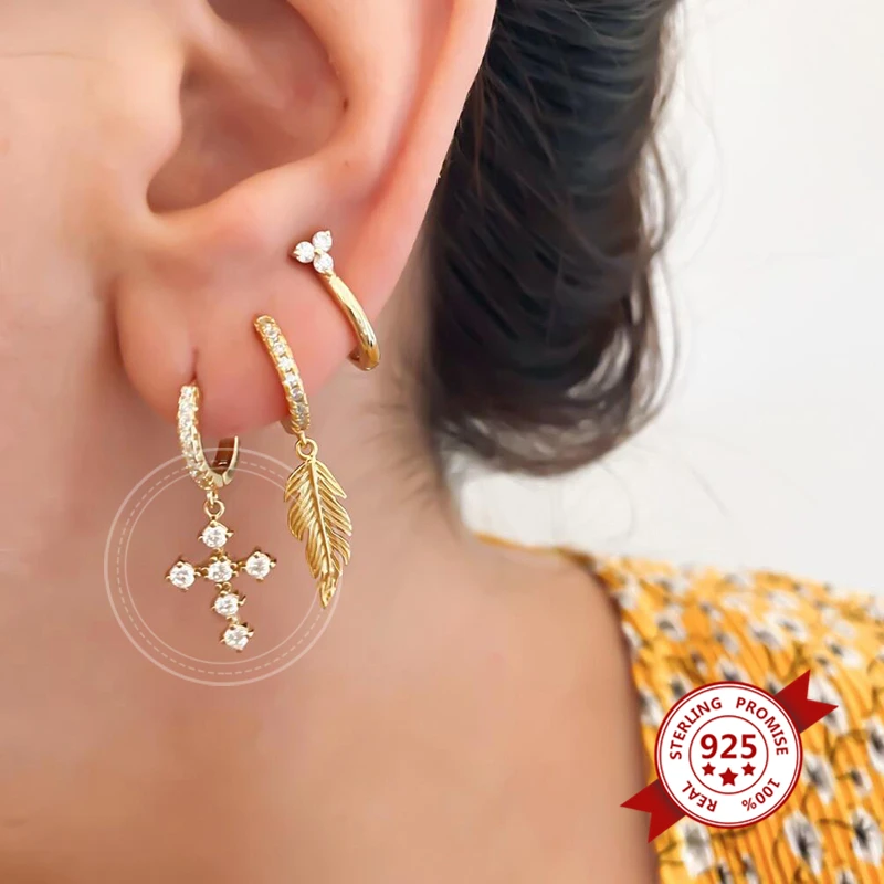 925 стерлингового серебра цвет радуги/фиолетовый/белый циркон крест кулон