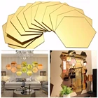 12 шт.компл., шестигранная зеркальная настенная наклейка, золотистая, серебристая, акриловая, кристальная, стерео, Зеркальная Наклейка, сделай сам, наклейка для спальни, гостиной