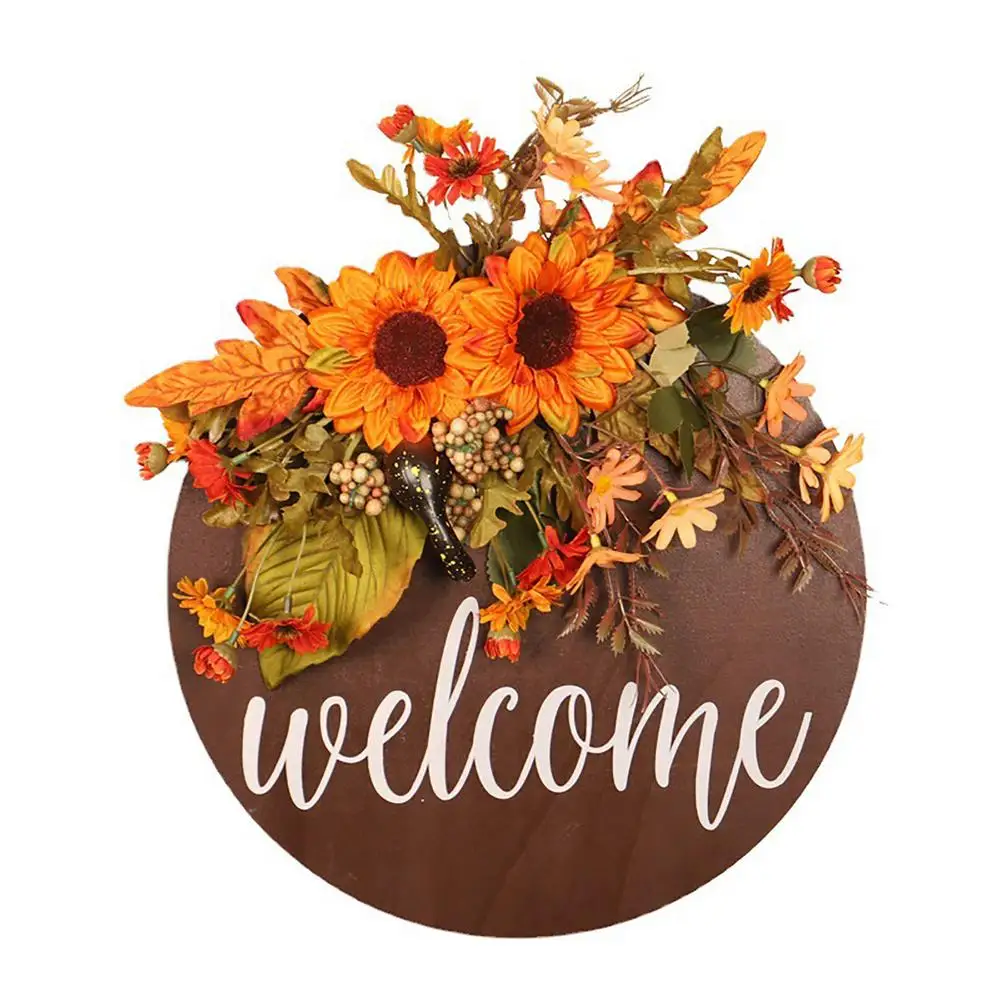 

Fall Wreath Thanksgiving Wooden Sign Fall Sign Hangings Thankful Blessed Sign Pumpkin Thanksgiving Hangings Door Front Orname