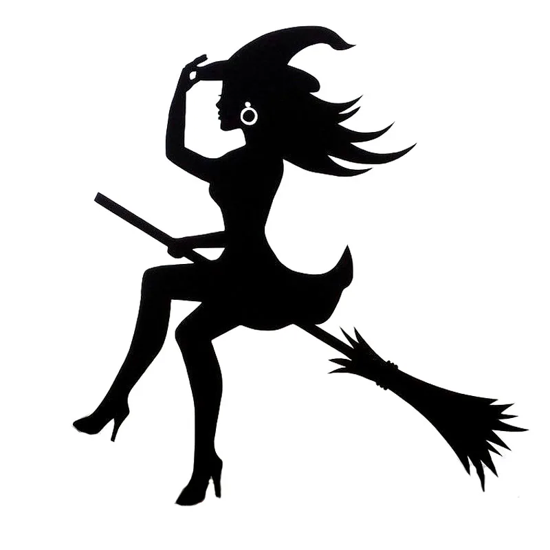 

A-0463 Fashion Witch Riding A Broom Modeling Graffiti Car Sticker PVC Auto Motorcycle Sunscreen Waterproof Creativity Decals