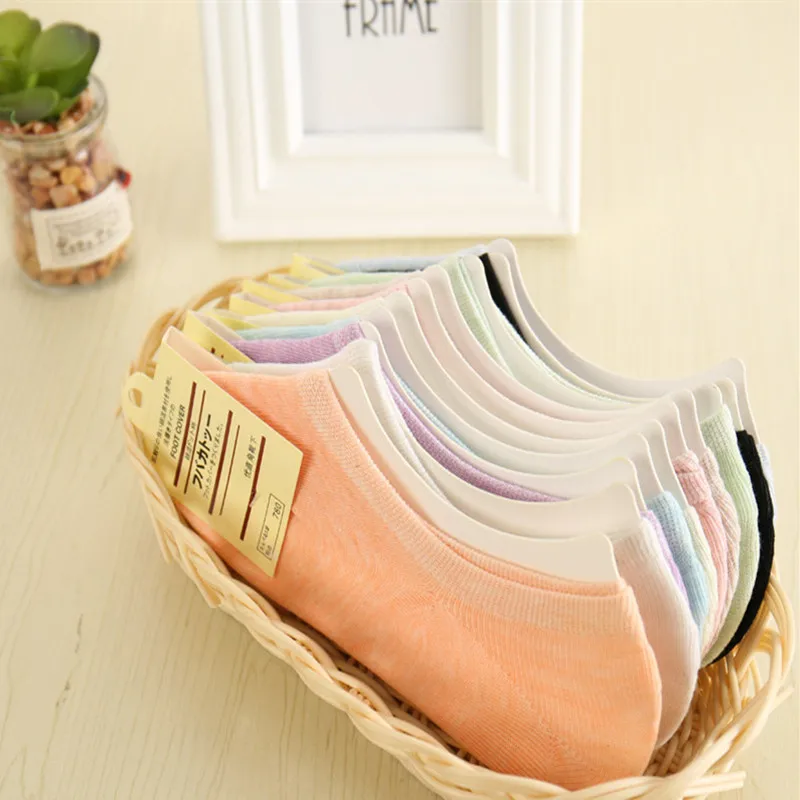 Женские летние неглубокие носки тапочки силиконовые Нескользящие хлопковые