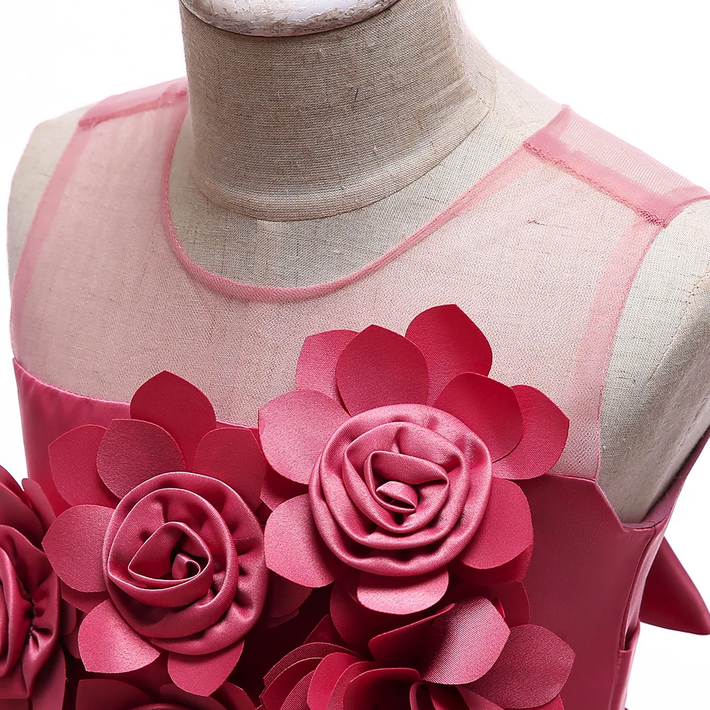 Платье принцессы с 3D цветами для маленьких девочек элегантное детское платье