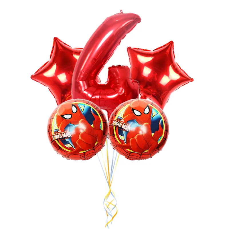 5pcs red spider 4 5 шт. воздушные шары из фольги Человека-паука с гелием 3" шар с номером Гелиевый шар мультяшный герой детские игрушки Воздушные шары Декорации дня рождения Globos - Цвет: 5pcs red spider 4