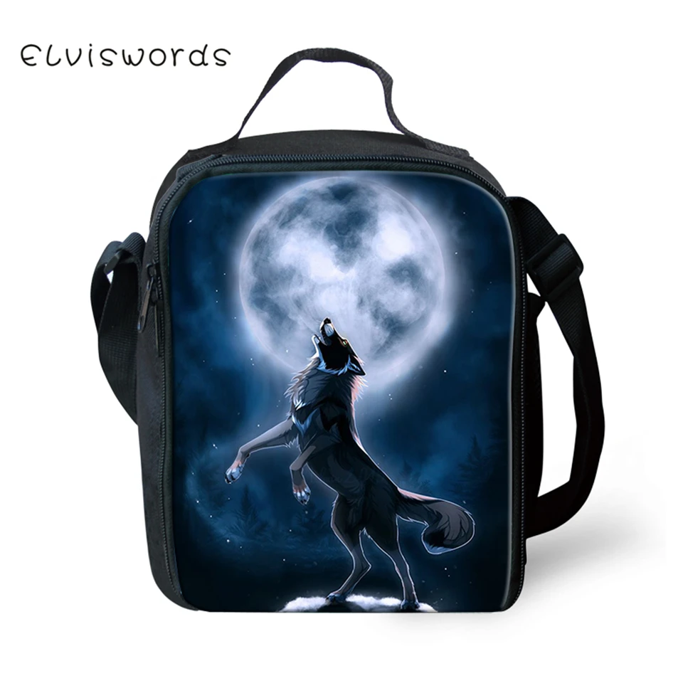 ELVISWORDS детская Термосумка для пищи &quotFantasy Wolf&quot с узором маленьких мальчиков