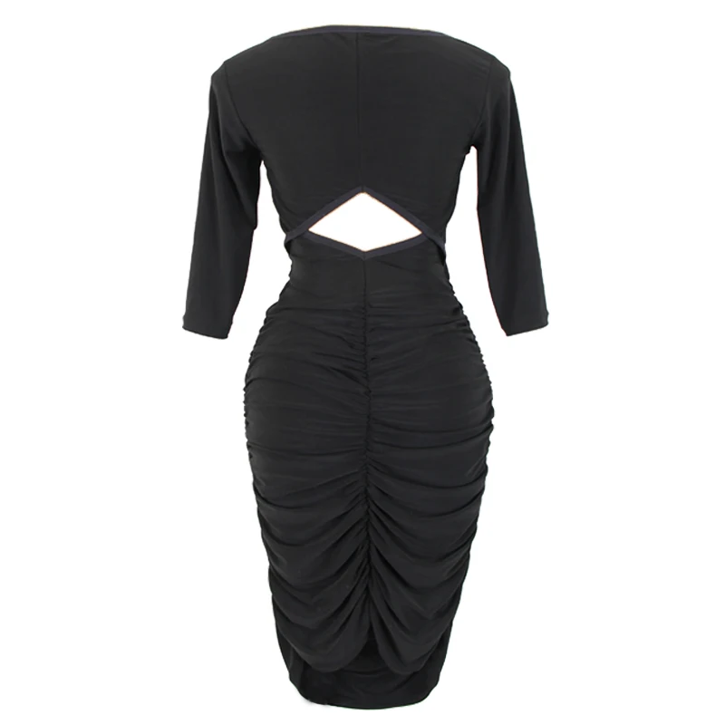 

Lady Latin Dance Dress Black Slim Fit Half Sleeve Dresses Tango Salsa Cha Cha Samba Rumba Practice Dancing Clothes DNV12672