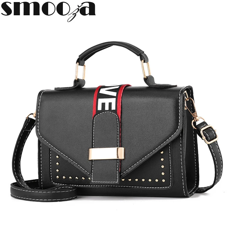 Женские сумки мессенджеры SMOOZA однотонная модная сумка мессенджер с заклепками
