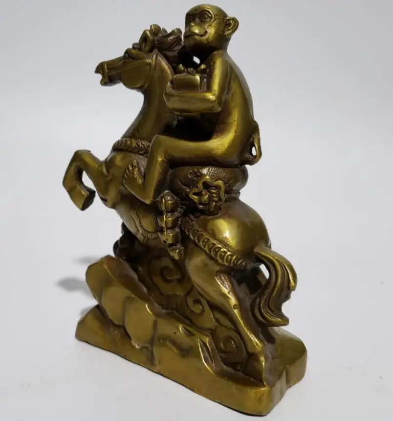 

China brass Monkey riding horse crafts statue