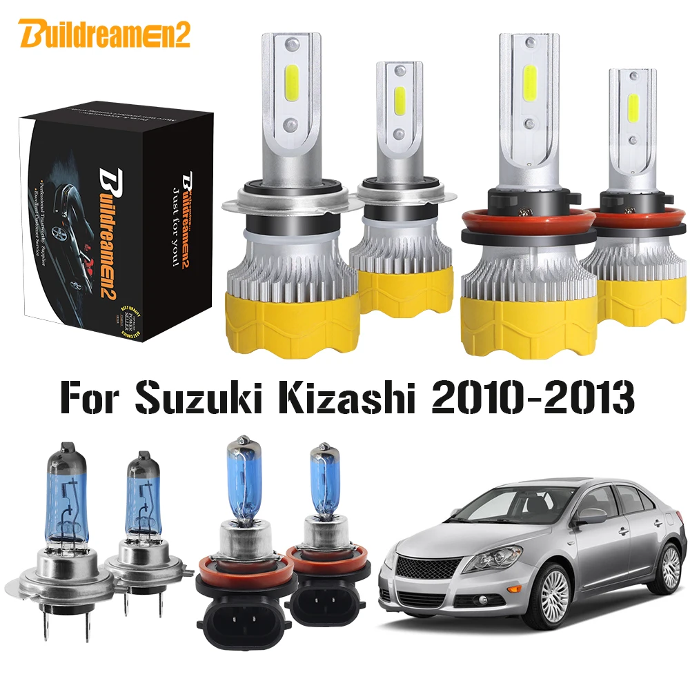 

Buildreamen2 4 Pieces H7 H11 Car Headlight High or Low Beam + Fog Lamp LED Halogen Headlamp 12V For Suzuki Kizashi 2010-2013