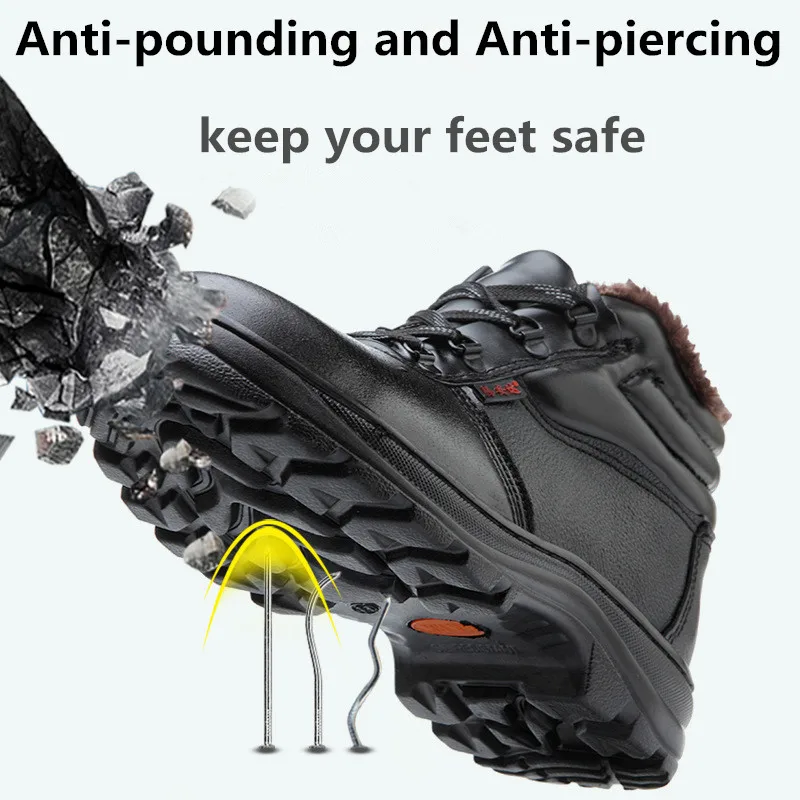 Зимняя модная рабочая обувь из искусственной воловьей кожи уличная Защитная