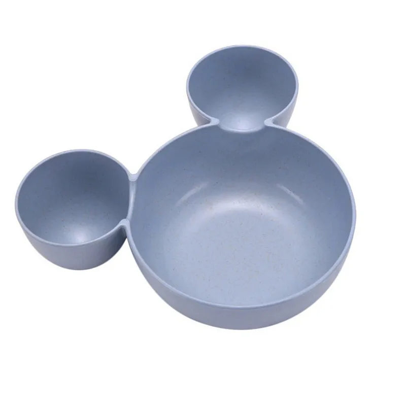 2PCS/Set Children Baby Cartoon Mouse Mickey Bowl Dishes Plate Infant Rice Feeding Bowls Plastic Snack Plate Tableware Lunch Box