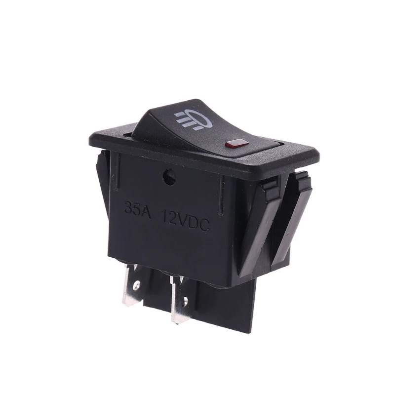 

12V 35A Universal Car Fog Light Rocker Switch Red LED Dash Dashboard 4Pins