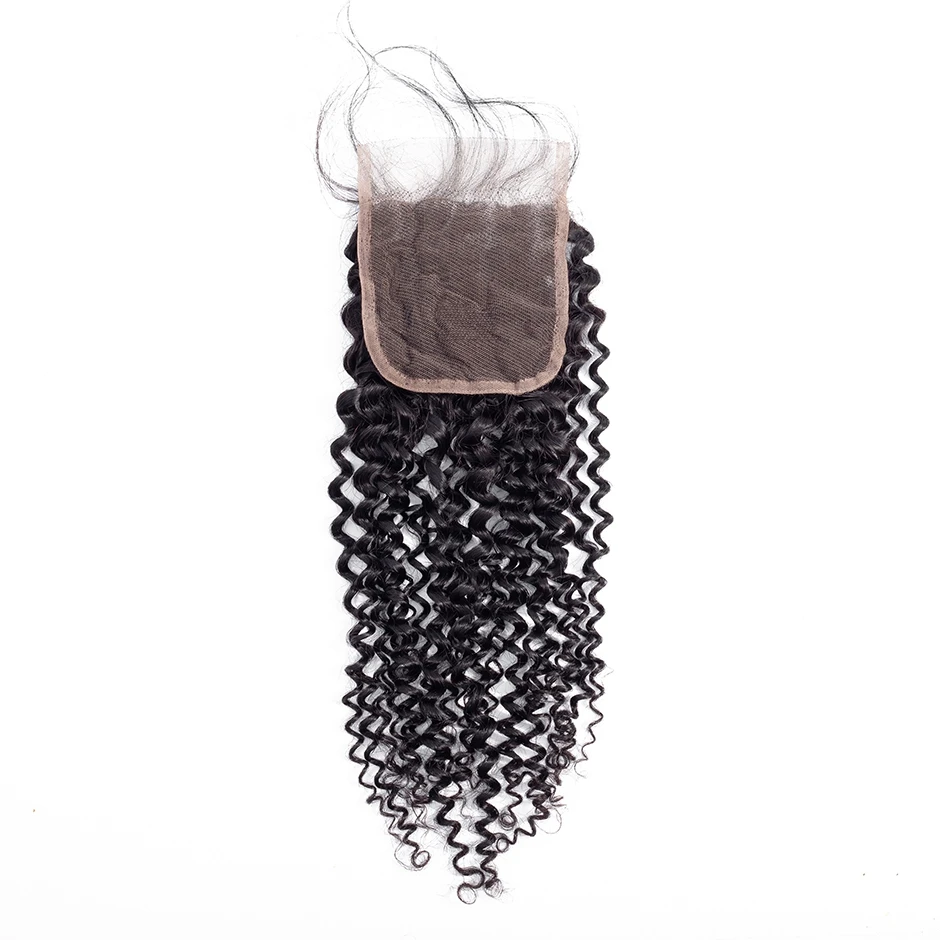 GLOSSY Afro Kinky Curly 4x4 Lace Closure Human Hair Transparent Swiss Frontal Mongolian Remy Pre Plucked | Шиньоны и парики