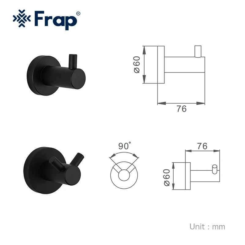 Черный крючок Frap из нержавеющей стали настенный держатель для полотенец с одним