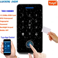 bluetooth tuya app backlight touch 13 56mhz rfid card access control keypad door lock opener wg output ip67 watreproof