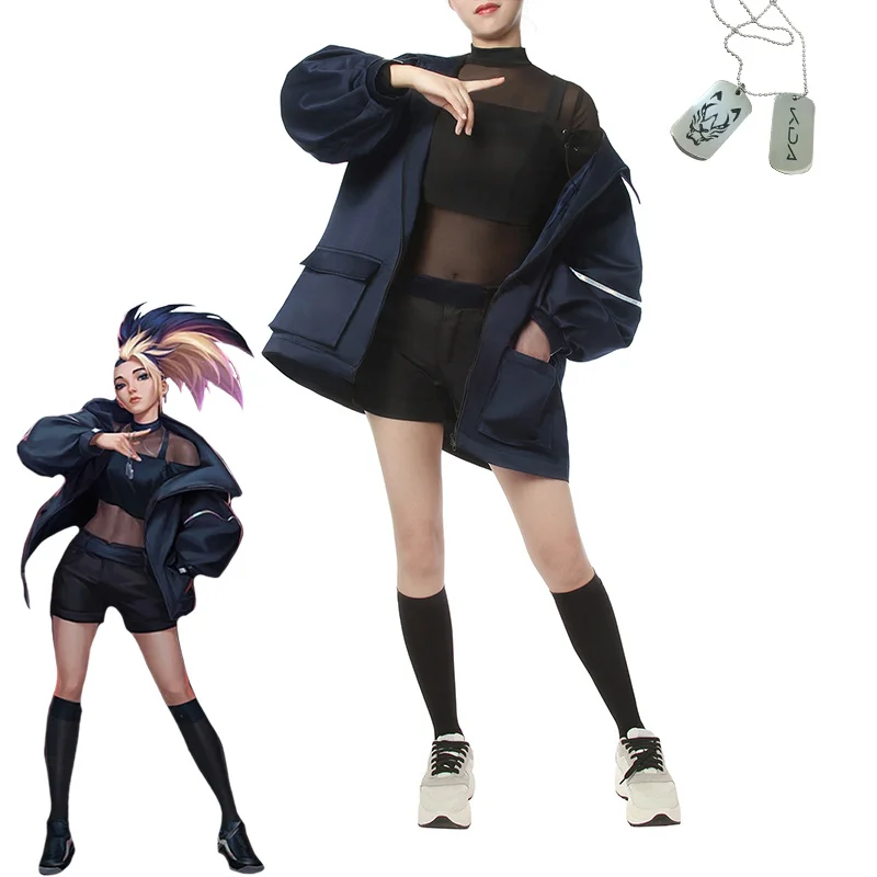 Костюм для косплея LOL KDA Baddest Akali AKALI Косплей сексуальный костюм куртка ожерелье