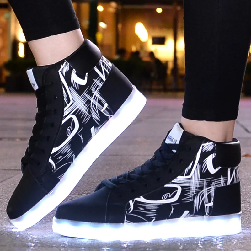 LCheap брендовые светящиеся кроссовки для взрослых USB зарядка светильник обувь