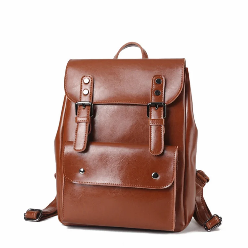 

Fashion High Quality Simple Design Students School Backpack Girl Portable Big Volume Waterproof Cow Leather Bags