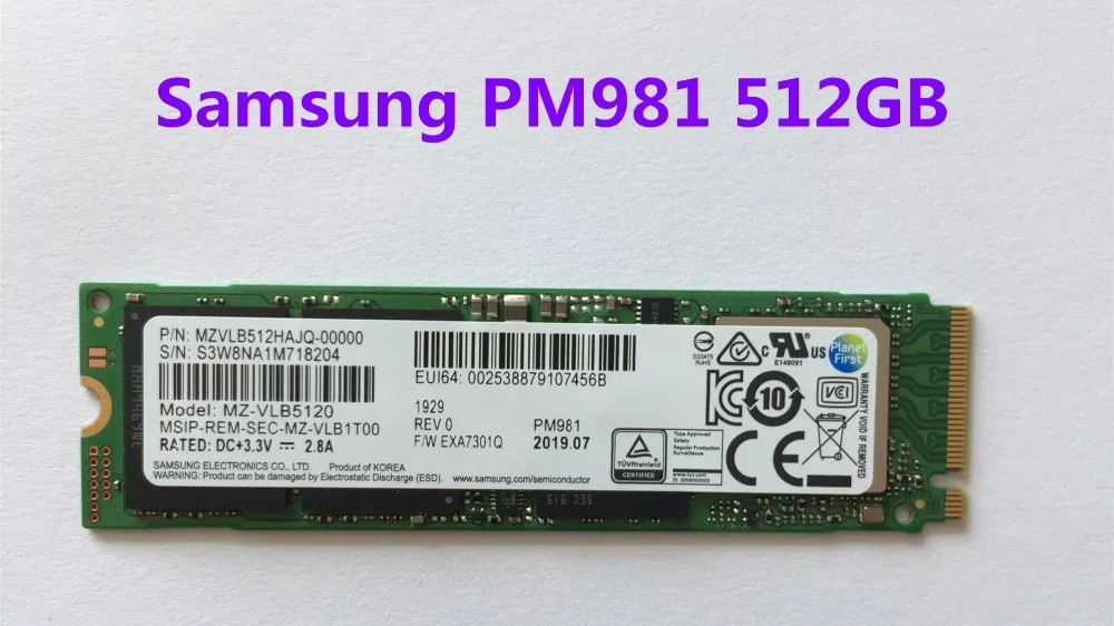 SAMSUNG SSD M.2 PM981 256 ГБ 512 1 ТБ твердотельного жесткого диска M2 NVMe PCIe 3,0x4 NVMe 1,3 ноутбук внутренний disco duro TLC