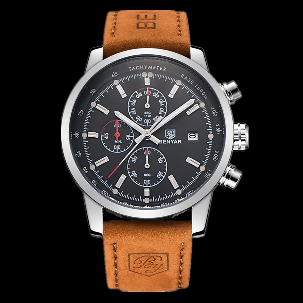 Мужские часы BENYAR модные роскошные брендовые Кварцевые Спортивные