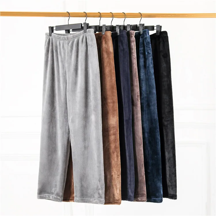 

New Winter Flannel mens sleep bottoms thicken warm sweatpants mens pajamas pants comfort Slacks pijamas couple casua trousers