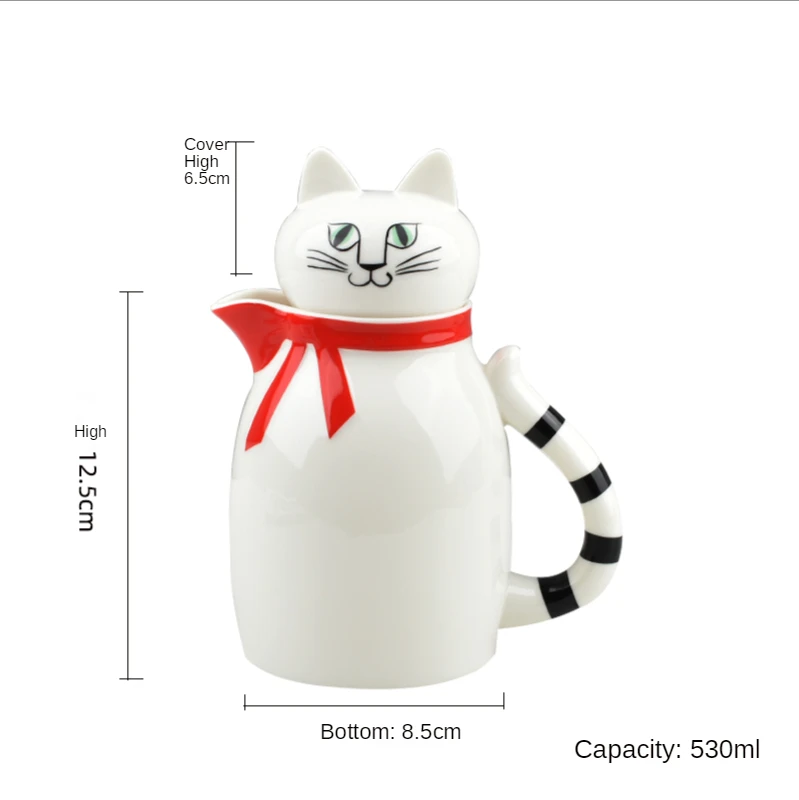 Cat Milk Jug Ceramic Porcelain Coffee Cups Small Mugs Cartoon Japanese Drinkware Jar Household Juice Water Bottle with Lid images - 6