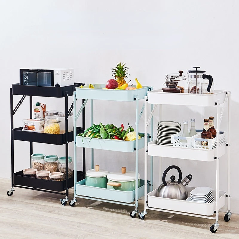 Трехуровневая тележка для хранения вращающиеся колеса органайзер кухни и ванной