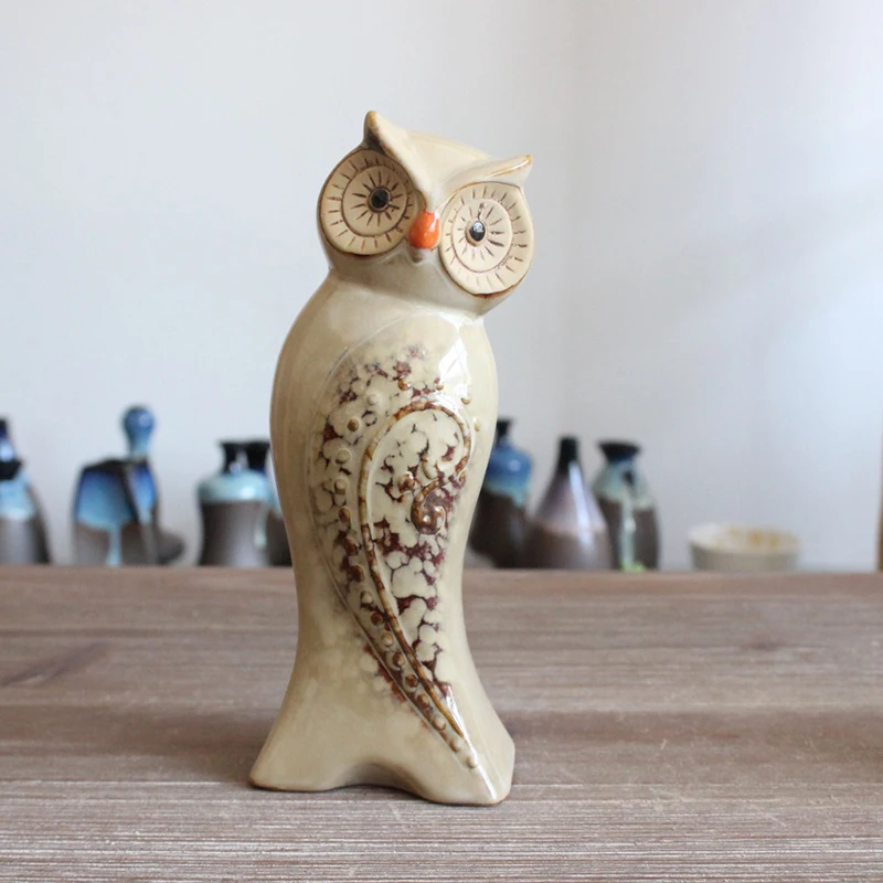 Набор из 3 керамических статуэток в виде совы декоративное компактное украшение