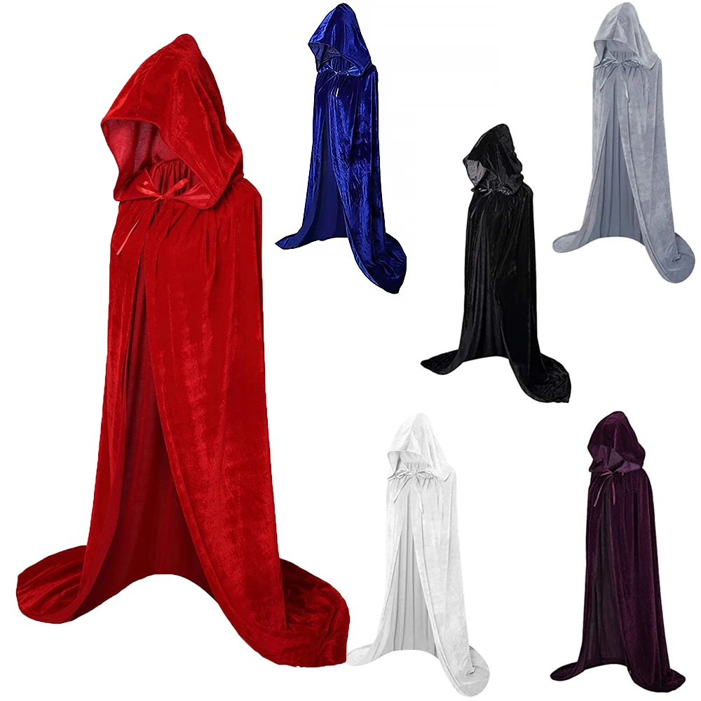 

Hooded Cloak Mystery Keep Warm Long Velvet Cape for Christmas Halloween Cosplay Costumes 49in