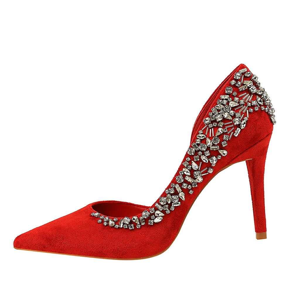 Роскошные женские свадебные туфли стразы на высоком каблуке туфли-лодочки с