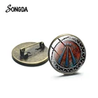 Ретро Awen друид брошь с символом античная бронза цвет картина стекло кабошон лацкан булавка рубашка одежда воротник декоративная булавка ювелирные изделия