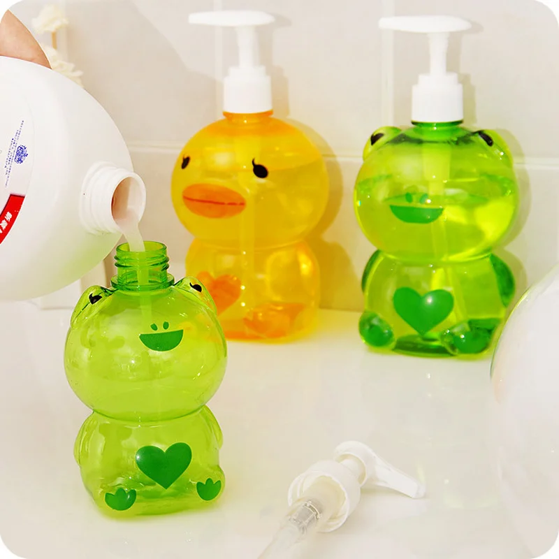 

250ml Empty Pump Bottle Portable Soap Dispenser Child Cute Animal Frog/Duck Shape Press Type Split Shampoo Shower Container