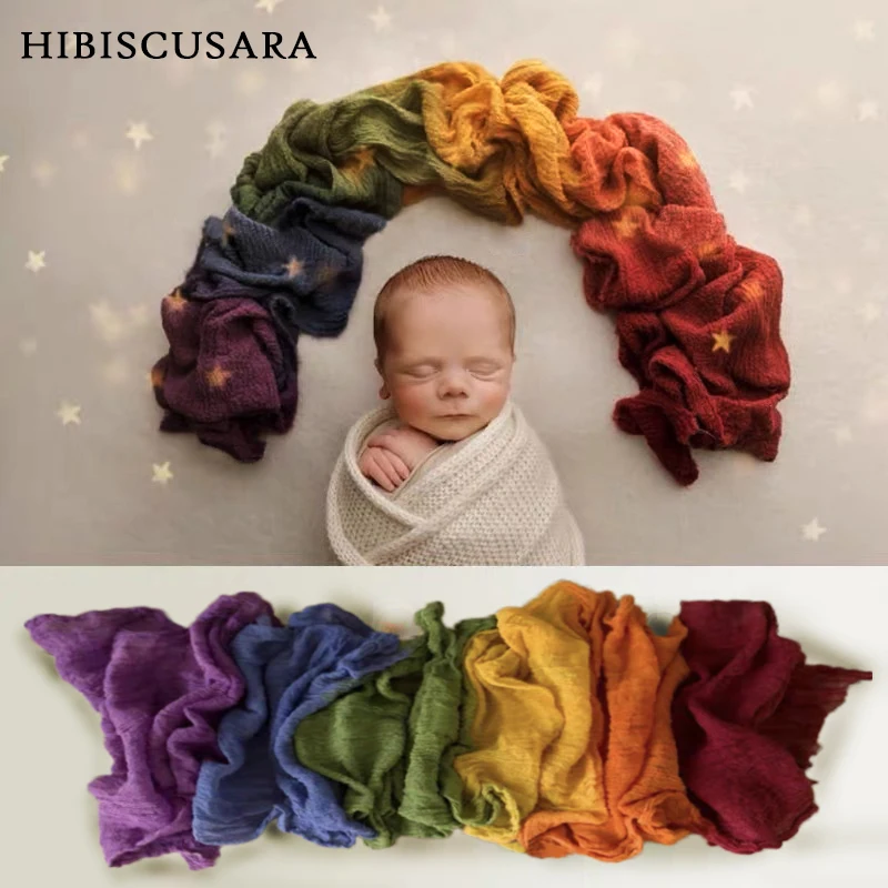 Iridescence Stretch Newborn Baby Wraps Tie dye Rainbow Infant Premium Natural Photo Wrap Organic Cotton Swaddle Cloth 260*50cm