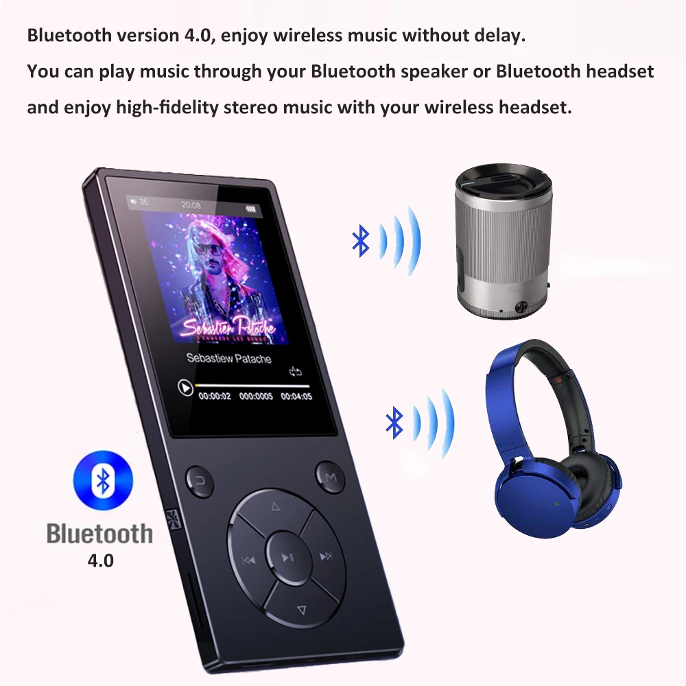 Mp3-плеер с Bluetooth, встроенный динамик, металлический музыкальный плеер без потерь с fm-радио, электронная книга для Walkman с поддержкой tf-карты до 128 ГБ