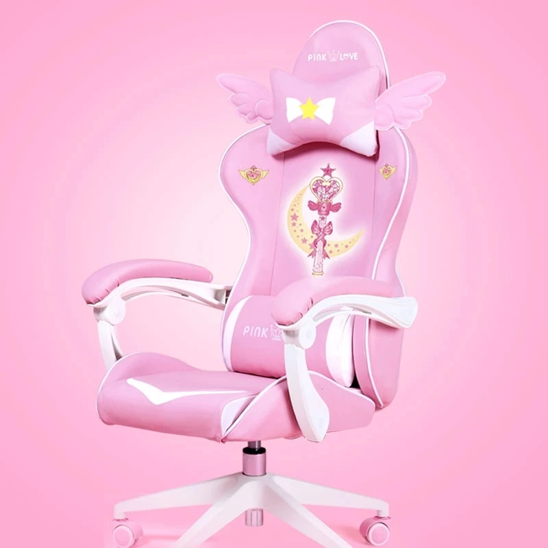 Стул игровой Pink Magic вращающееся кресло для девушек модное удобное компьютерное