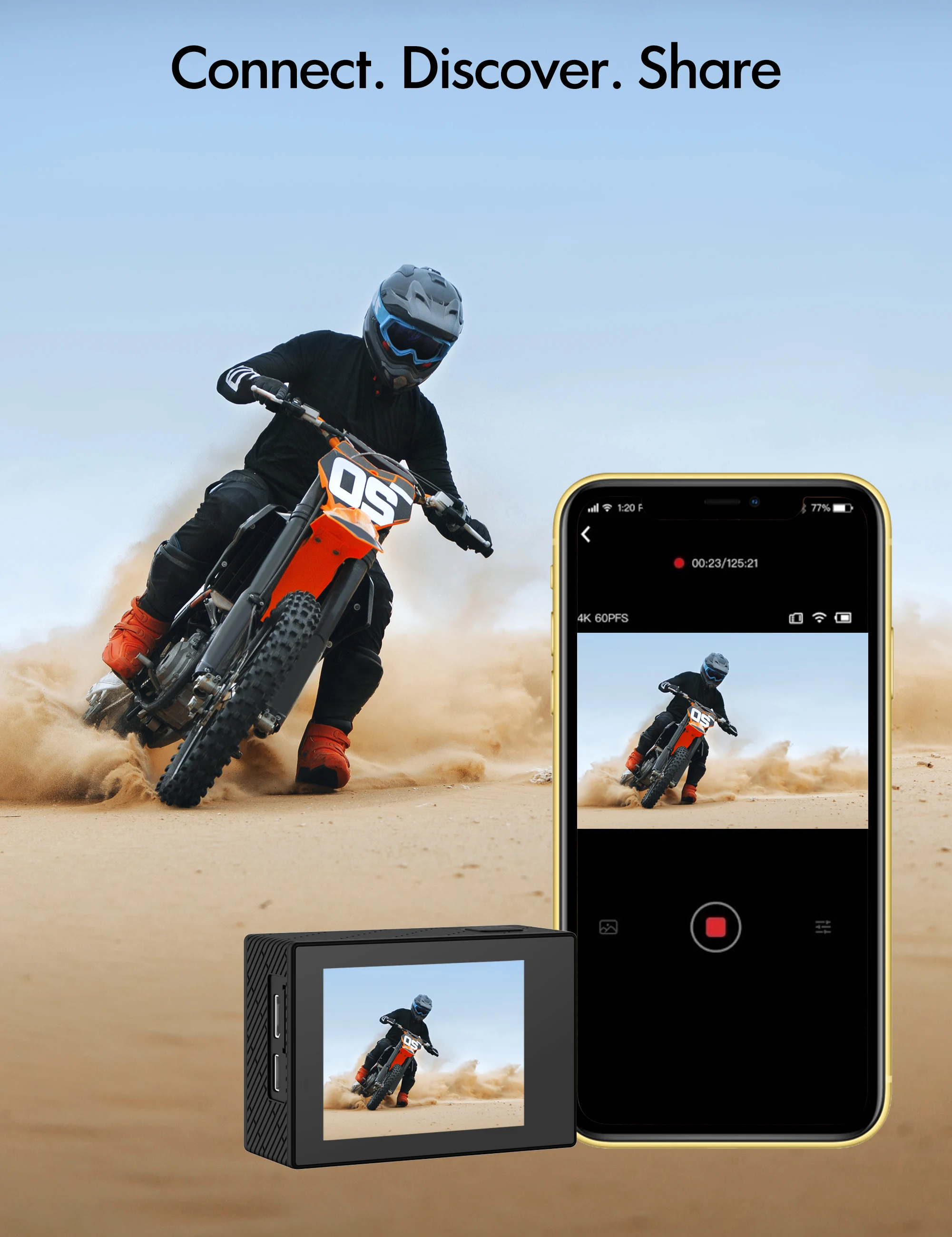 APEMAN Action Camera A77 4K 16MP Wi-Fi Waterproof 30M with Remote Control Underwater Digital Hyper Stabilization | Электроника
