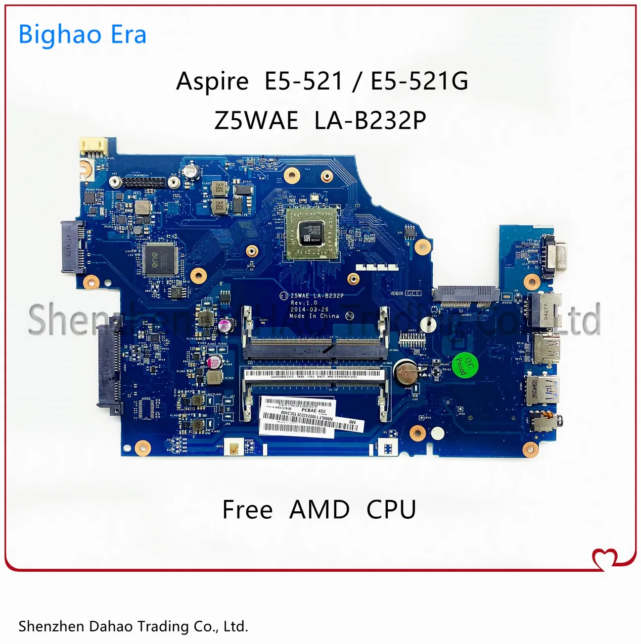 

Z5WAE LA-B232P For Acer Aspire E5-521 E5-521G Laptop Motherboard With AMD CPU DDR3 100% Fully Tested