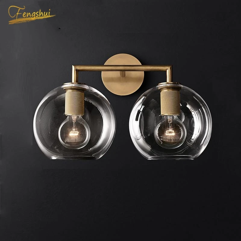 Винтажные декоративные настенные лампы в стиле индастриал стеклянный абажур для