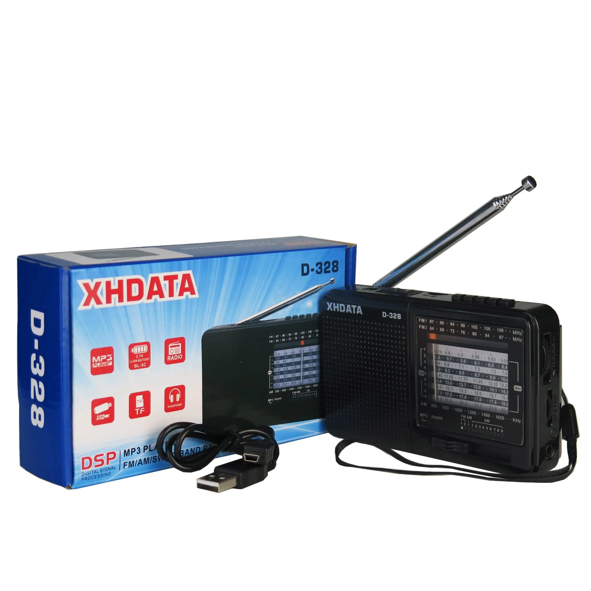 XHDATA D-328 fm-радиоприемник AM SW портативное коротковолновое Радио MP3 плеер с разъемом для карт TF