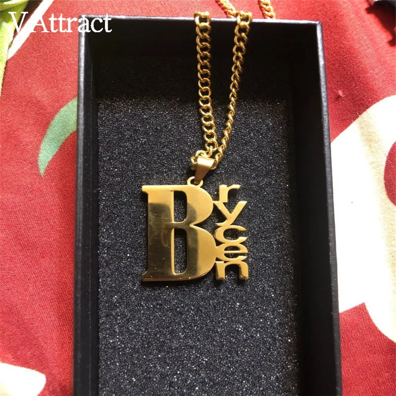 V притягивающее специальное ожерелье с надписью на заказ золотое из нержавеющей