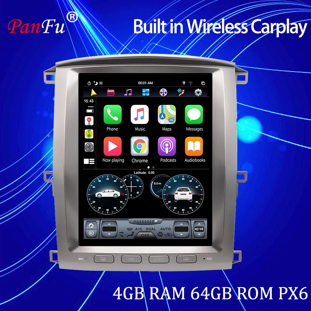 Автомобильный мультимедийный плеер Tesla Style PX6 Android 9 0 для Lexus LX470/Prado 2002 2007 GPS