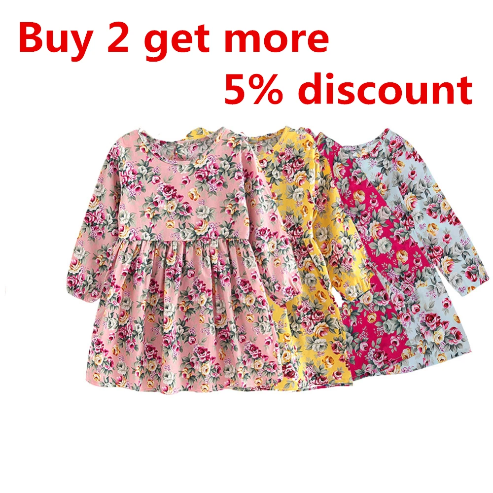 Летние Детские платья детское платье принцессы с длинными рукавами и цветочным