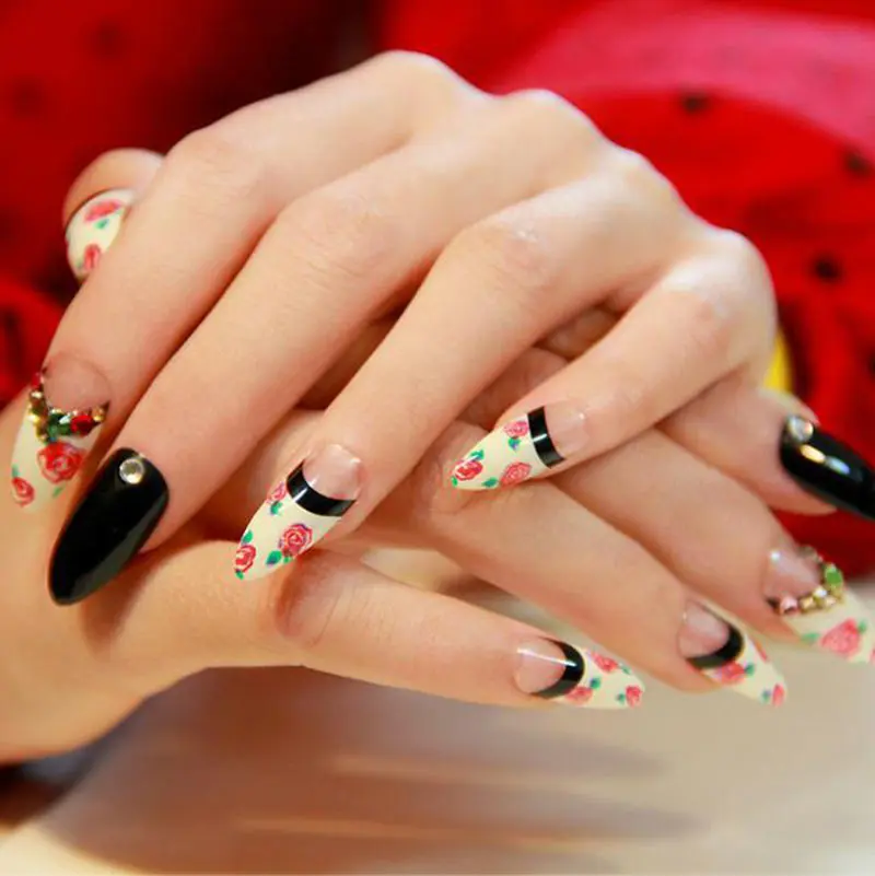 500 шт./упак. натуральный Цвет овальной формы с острым носком полностью накладные