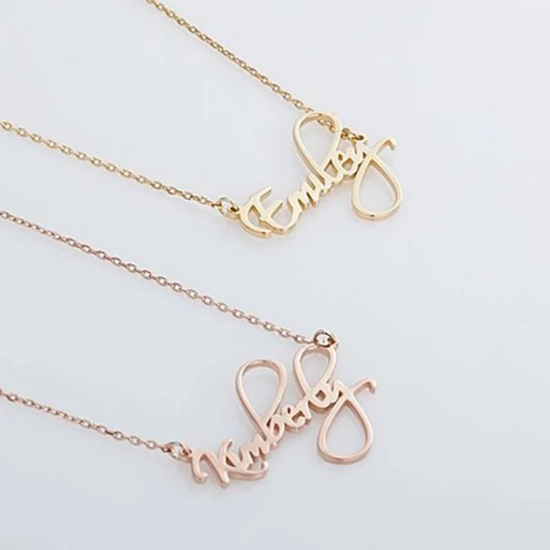Персонализированное ювелирное изделие кривизонный шрифт имя ожерелья для