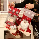 46 см * 22 см в виде рождественских чулков на резиновой подошве для маленьких детей; Носки с изображением снеговика и Санта принт лося рождественские конфеты мешок подарка камин Рождественская елка украшения на новый год