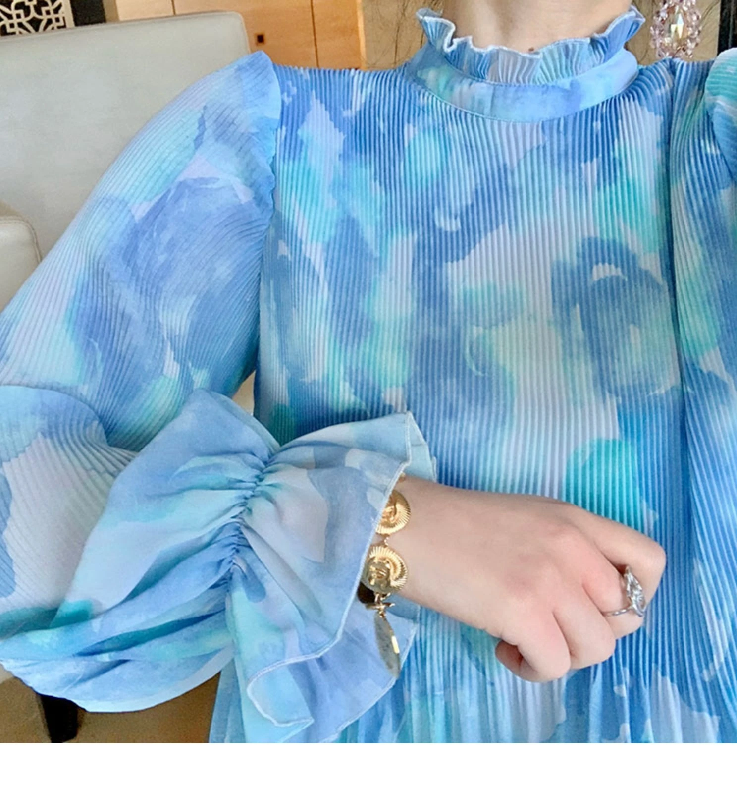 Лидер продаж модное платье миаке со складками и оборками на воротнике свободное