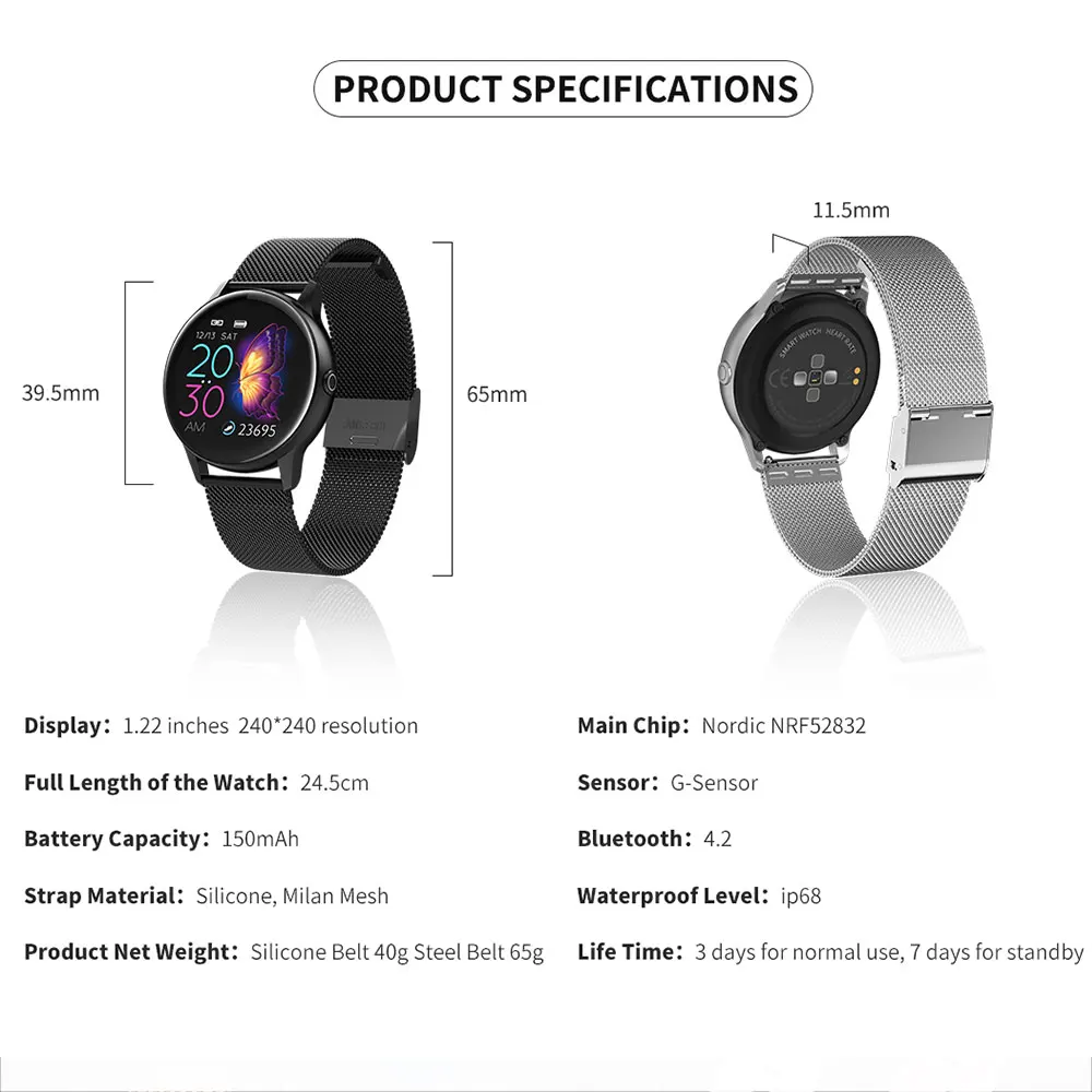 

DT88 Smartwatch For Man Women IP68 Sport Pedometer Tracker Blutooth Smart Watch for Iso Android Samsung Huawei Phone PK KSR901